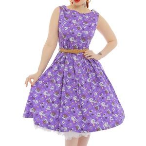 Lindy Bop purple tea and biscuit swing dress